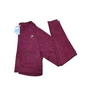 Gymshark Deep Red Fitness Long Sleeve Crop Top Size Large